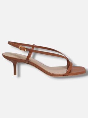 22élevé Women's Brown Barely There 50MM Leather Sandals Shoes Size EU:38 US:8
